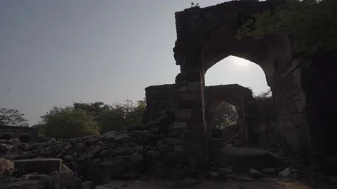 Sun rays on ruin Stock Footage 204127968