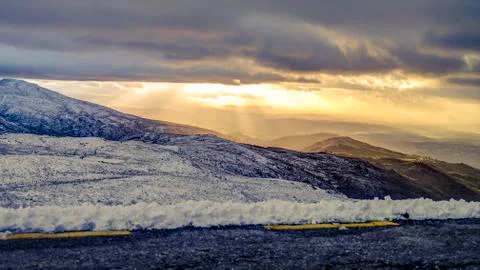Sun Rays in Serra da Estrela, Portugal Stock Photos