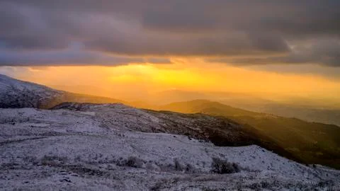 Sun Rays in Serra da Estrela, Portugal Stock Photos