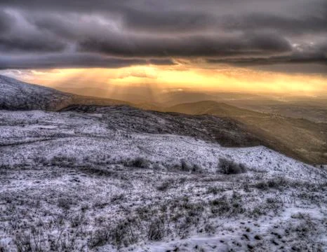 Sun Rays in Serra da Estrela, Portugal Stock Photos
