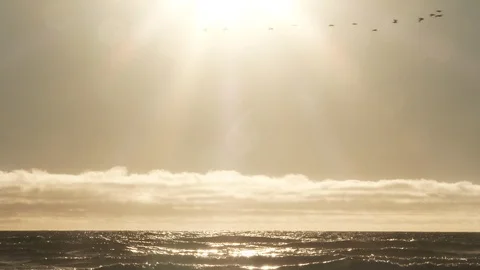 Sun Rays Shine Down On Sea Stock Footage 92365179