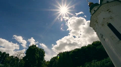 Sun rays shining down on a Church Stock Footage 65175103