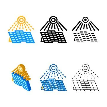 Sun rays solar panel clean color icon vector Ilustração Stock