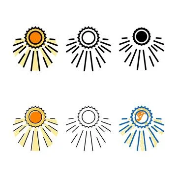 Sun rays solar panel color icon vector multistyle Stock Illustration