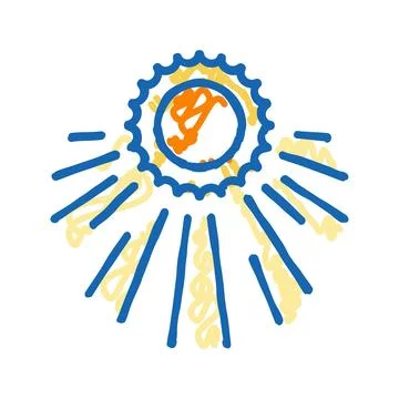 Sun rays solar panel icon doodle illustration Ilustración de archivo