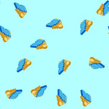 Sun rays solar panel isometric icon seamless pattern Illustrazione stock