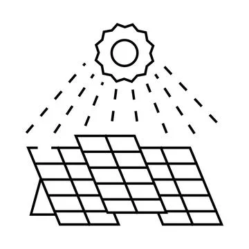 Sun rays solar panel line icon vector illustration Ilustración de archivo
