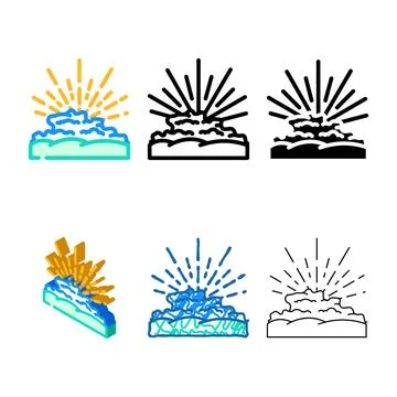 Sun rays summer sunlight color simplified icon vector Ilustração Stock