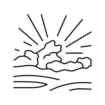 Sun rays summer sunlight line icon vector illustration 스톡 일러스트