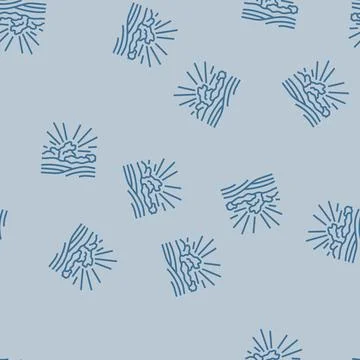 Sun rays summer sunlight line seamless pattern Stock Illustration