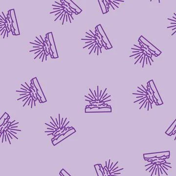 Sun rays summer sunlight line vector seamless pattern Stock Illustration