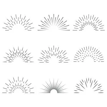 Sun rays. Sunrise. Sun shine. Borders for banners, logo, emblems. Vector. 스톡 일러스트