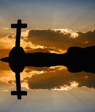 Sun rays at the sunset and the clouds, computer illustration Stock Illustration