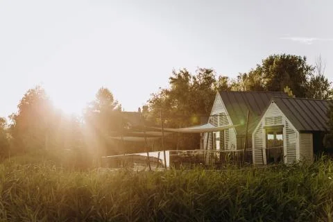 Sun rays sunset private zone eco tourism Stock Photos