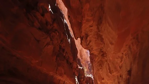 Sun rays through Khazali Canyon at Wadi Ram. Jordan. DJI-0532-02 스톡 동영상 102500036