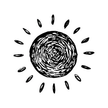 Sun with rays vector. Isolated on white background Stock Illustration