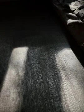 Sun rays from the window on the laminate Stock Photos