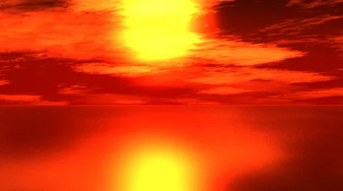Sun on red sky over ocean Video stock 45585757