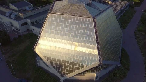 The sun is reflected from beautiful building City Kiev drone footage aerial Stock Footage 77247981