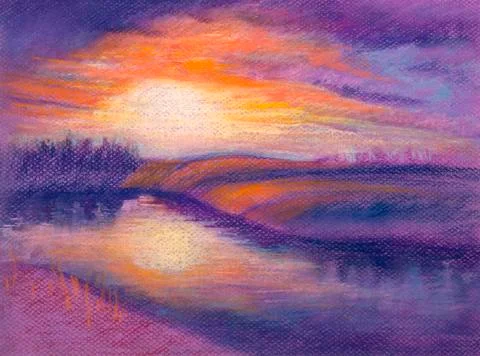 The sun reflected in the river Stock Illustration