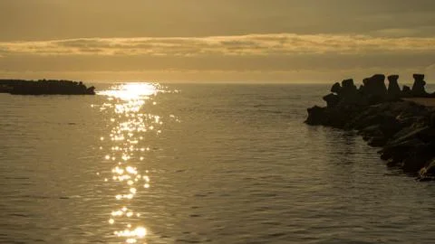 The Sun reflected in the sea Stock Photos