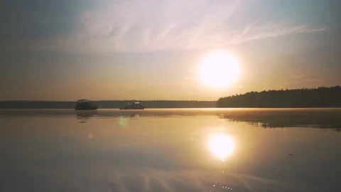 The sun is reflected in the water at dawn. Stock Footage 157436002