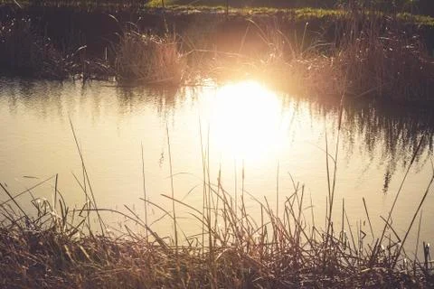 Sun reflected on the water Stock Photos
