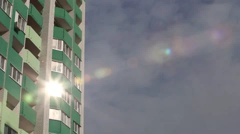 The sun reflected in the window of a house Stock-Footage 62802254