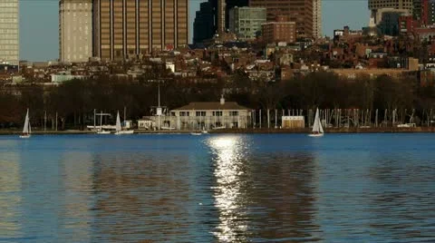 Sun Reflecting on Charles River Stock-Footage 22323132