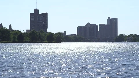 Sun Reflecting off the Charles River Stock Footage 40243518
