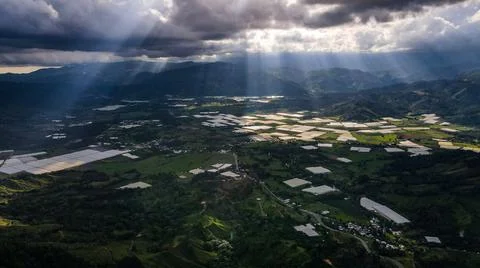 Sun reflecting lights through the clouds Stock Photos