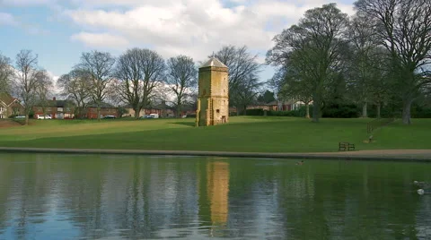 Sun Reflecting off of Park Monument Stock Footage 61641351