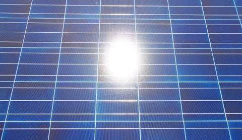Sun reflecting in pv panel Stock Photos