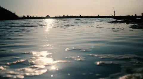 Sun reflecting in saline mine Stock Footage 54160630