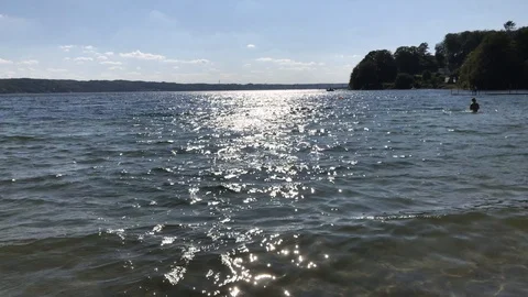 Sun Reflection in Beach Water 4K Relaxation Beatiful Stock Footage 115580107