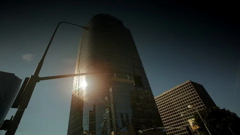 Sun reflection of building in LA Stock Footage 97226939