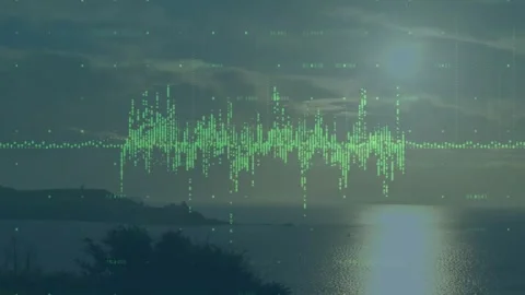 Sun reflection causing green waveform starting low peaking then settling and Video stock 322220919