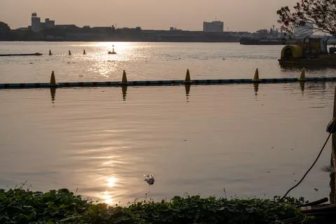 Sun reflection on Chao Phraya river Bangkok Thailand Stock Photos
