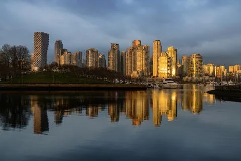 Sun Reflection False Creek Vancouver Foto stock