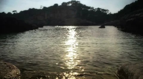 Sun reflection in a mediterranean beach Stock Footage 7742638