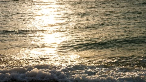 Sun reflection on the sea with waves Stock Footage 94249864