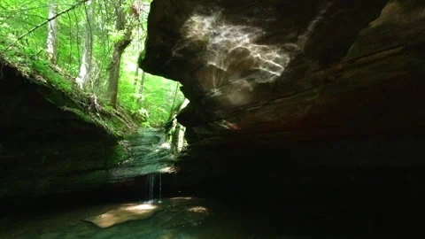 Sun Reflections from the Grotto Waterfall Stock-Footage 244593950