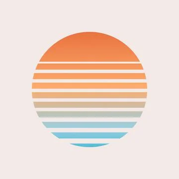 Sun retro sunset Illustrazione stock