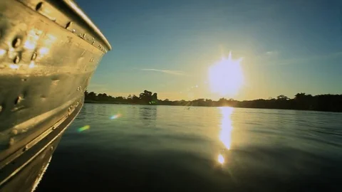 Sun rise Browse fast in River at Pantanal 1 Video stock 70160125