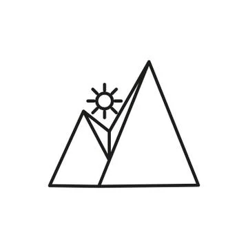 Sun Rise Mountain Thin Line Icon Symbol Design Stock Illustration