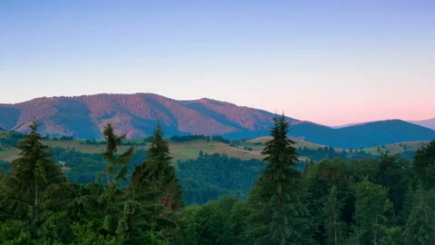 Sun Rises from Behind the Mountains. Time Lapse 4K Видео 106463494