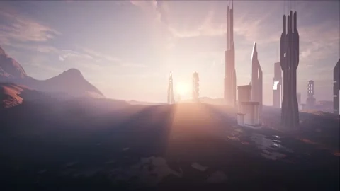 The sun rises in the city of the future. 스톡 동영상 169597852