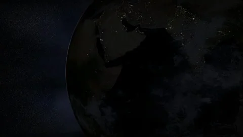 Sun rises over the earth from outer space - 3d illustration Video stock 315702524