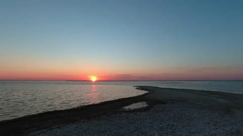 The sun rises over the Kinburn Spit, Ukraine. Stock Footage 271168561