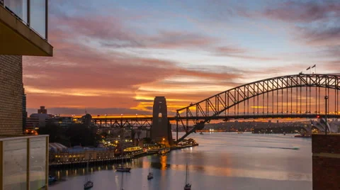 Sun rises over Sydney Harbour Stock Footage